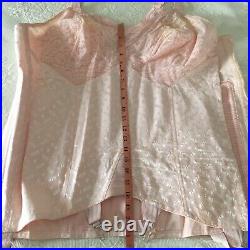Vtg Pink PANEL & Lace Open BOTTOM GIRDLE Corset 6 GARTERS By Rite Form Size XXL