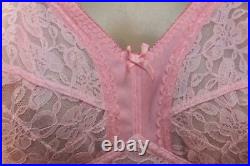 Vtg Rose Pink Open Bottom Girdle Corselette 4 Suspender 42b 18
