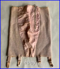 Vtg Sears Charmode Cotton Elastic GIRDLE External Zipper Open Bottom Tube Pink