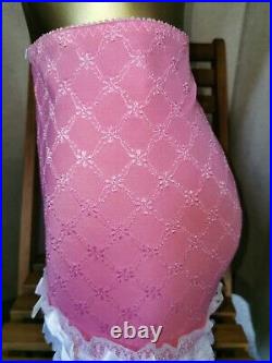 Vtg Style Girdle Open Bottom Rose Pink Waist Size 31-32 #195