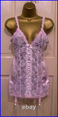 Vtg Style Hand Dyed Pink Open Bottom Corset 4 Suspenders Pretty Lace Sz 12-14