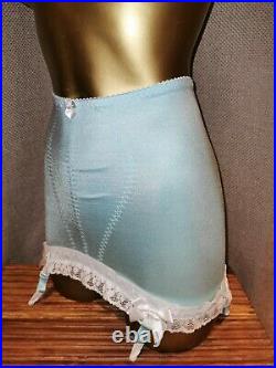 Vtg Style Pantie Girdle Open Bottom Aqua Blue Waist Size 27-28 #4