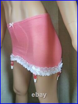 Vtg Style Pantie Girdle Open Bottom Rose Pink Waist Size 29-30 #39