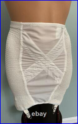 Vtg Tissue Knit Soft 4 GARTERS SHEER Girdle XL 1X High WAIST OPEN BOTTOM USA