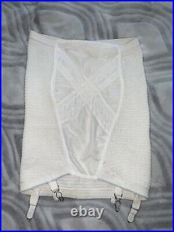 Vtg Tissue Knit Soft 4 GARTERS SHEER Girdle XL 1X High WAIST OPEN BOTTOM USA